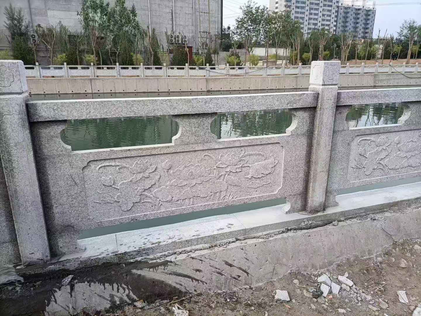 周口 芙蓉白大花桥梁、河道，石材栏杆、围栏、护栏