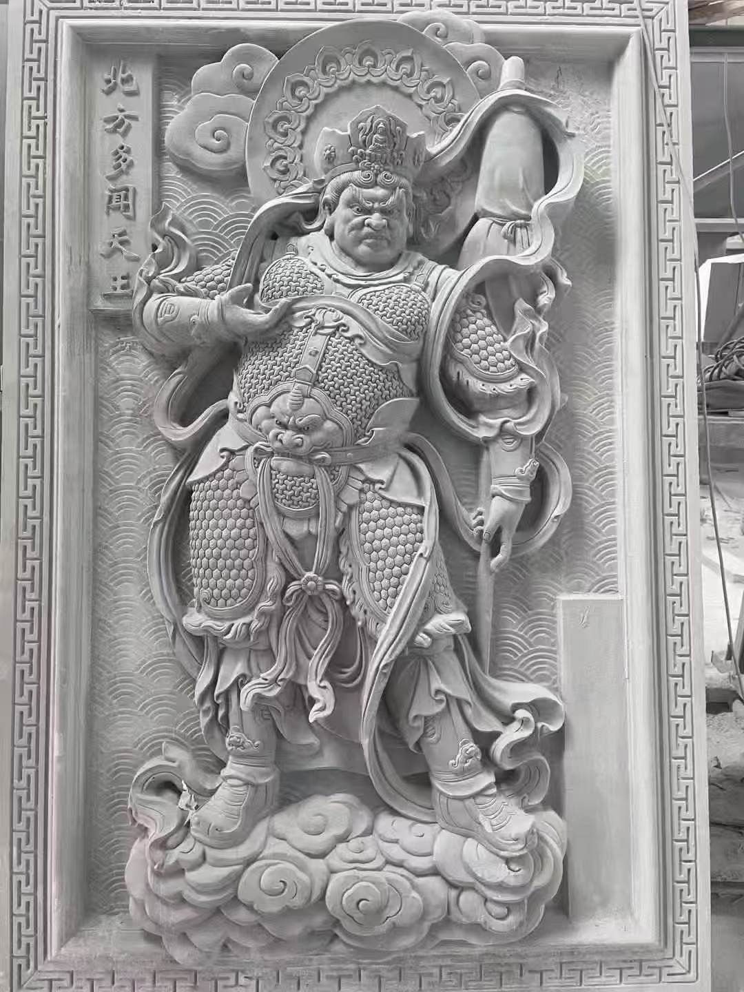 周口 芝麻灰花岗岩人物雕刻——多闻天王